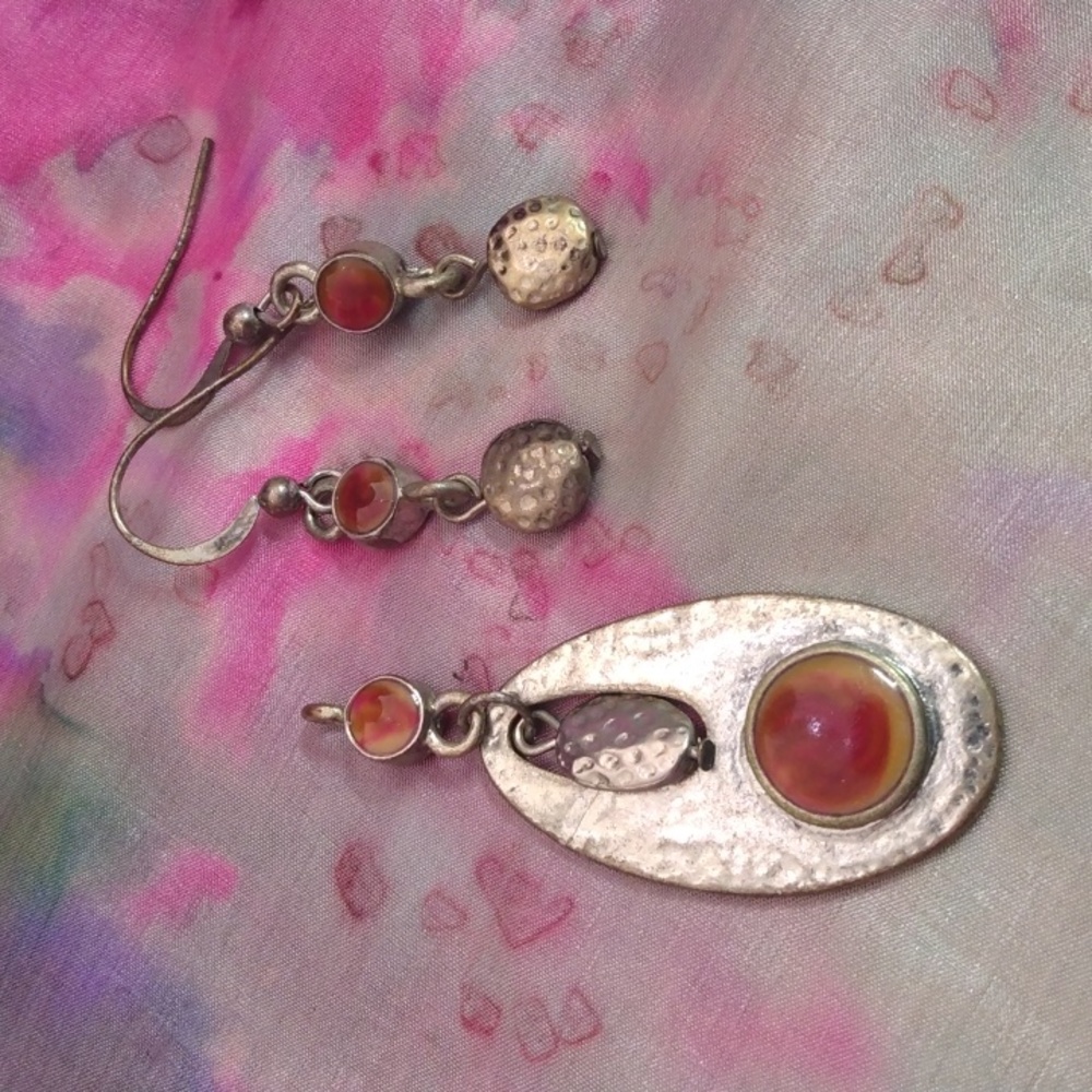 Pendant and matching earrings natural agate